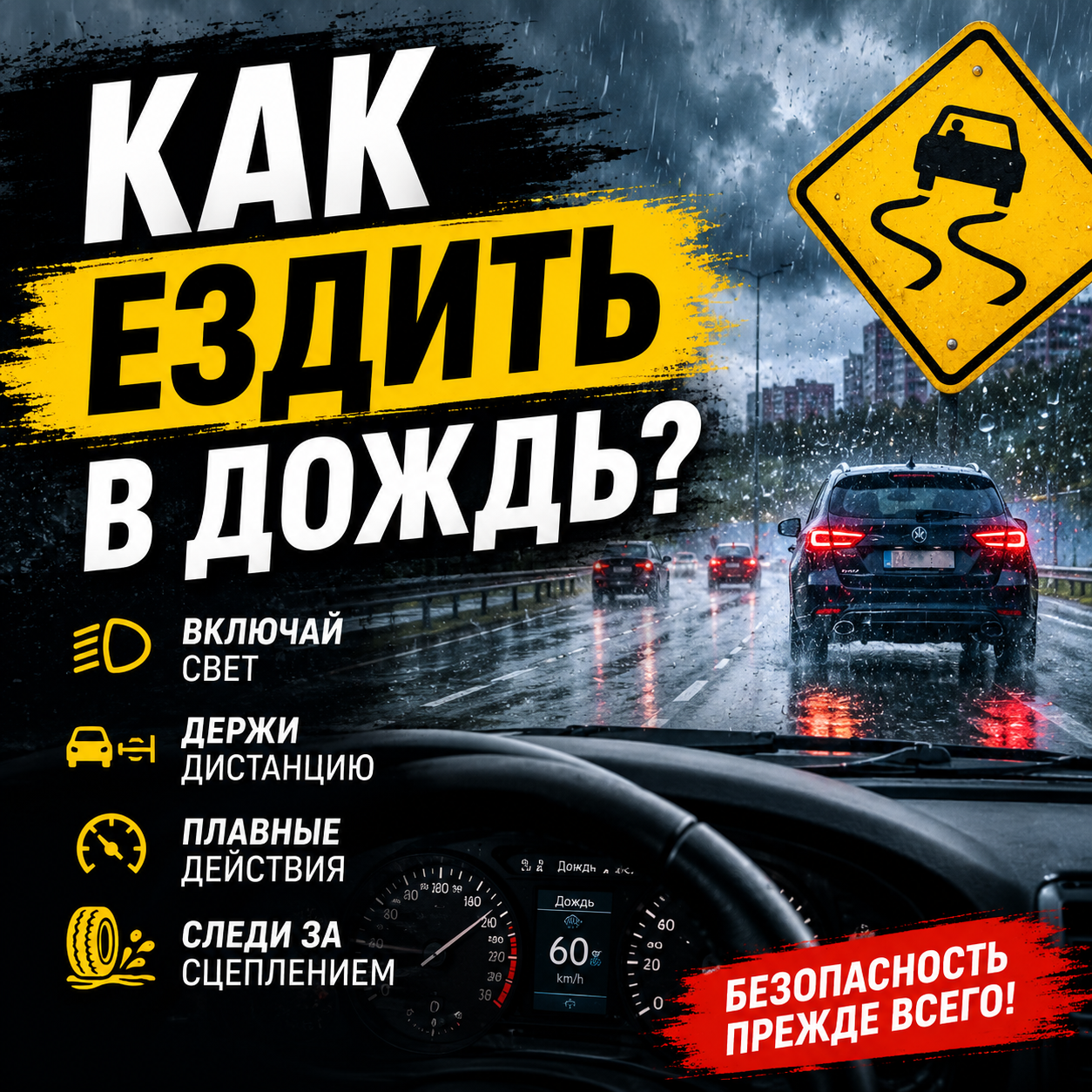 Как ездить в дождь