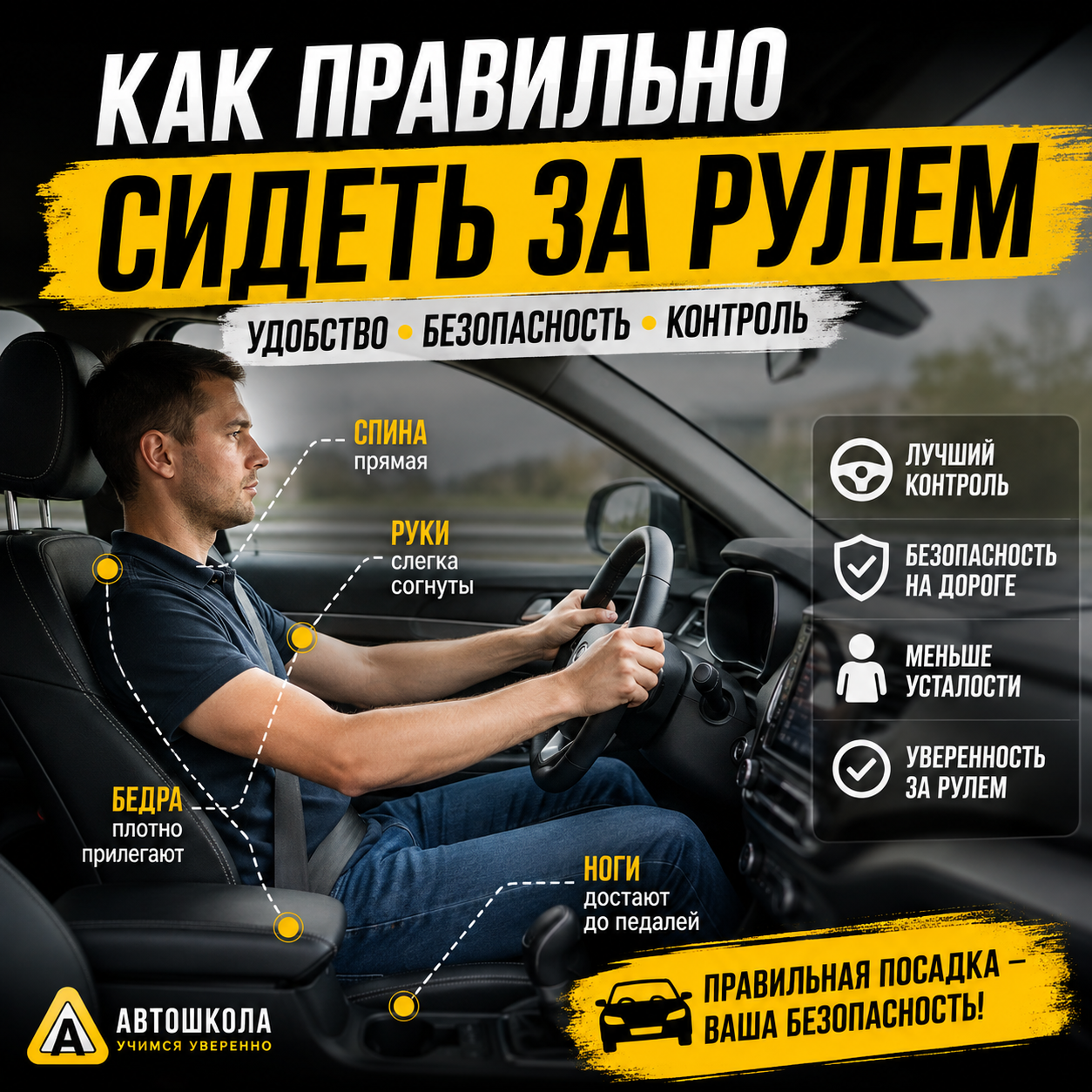 Как правильно сидеть за рулем