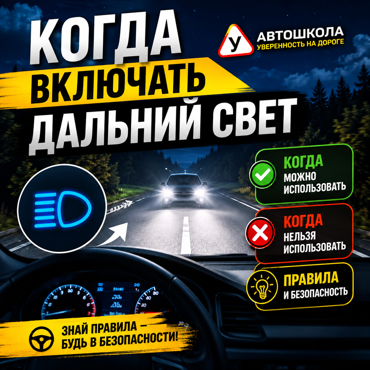 Когда включать дальний свет
