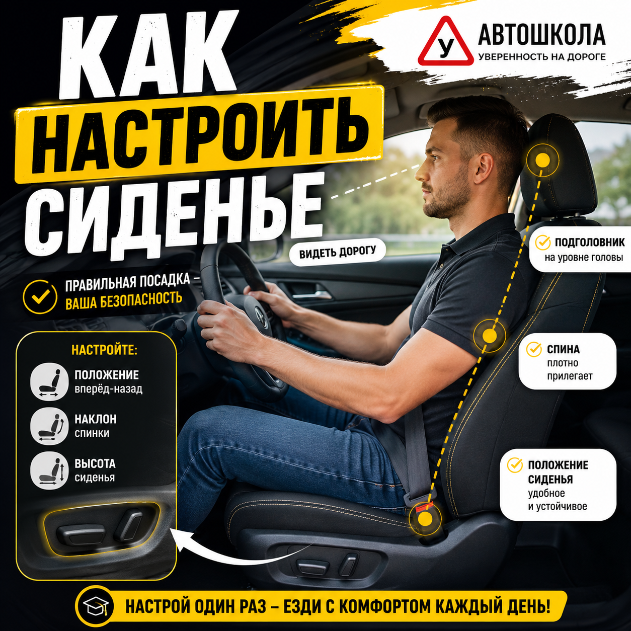 Как настроить сиденье